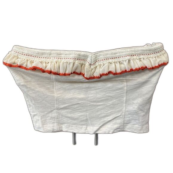 FREE PEOPLE Float On Ruffle Crop Tube Top Shirt XS Ivory boho festival ruffle - Picture 4 of 11